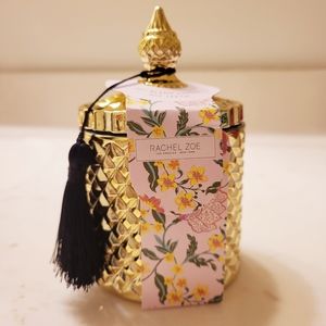 Rachel Zoe Luxury Soy Blend Candle Gold Cut Glass Lidded Jar New with ta…